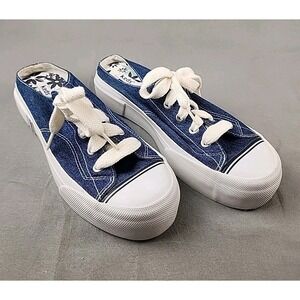 Vtg Women's Keds‎ Denim Platform Chunky Lug Sole Lace Up Slip On Sneakers Size 8